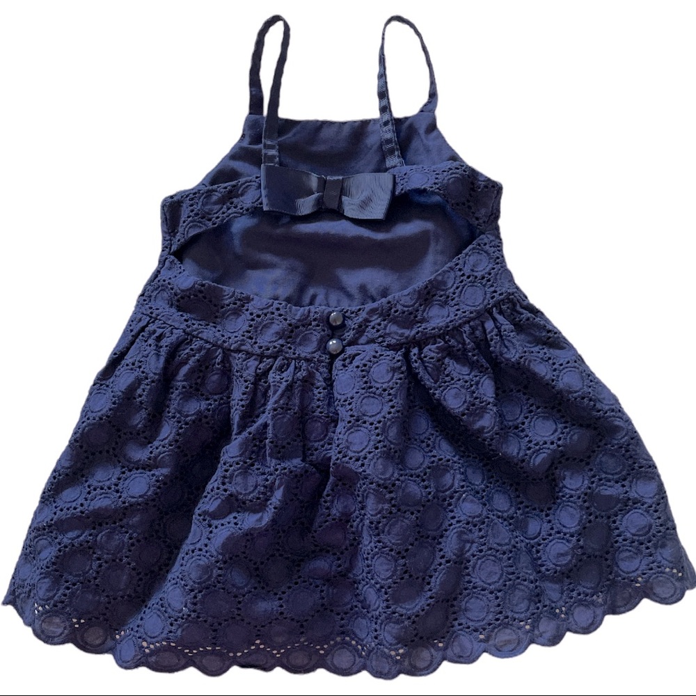 Navy Blue Eyelet Toddler Dress 2T